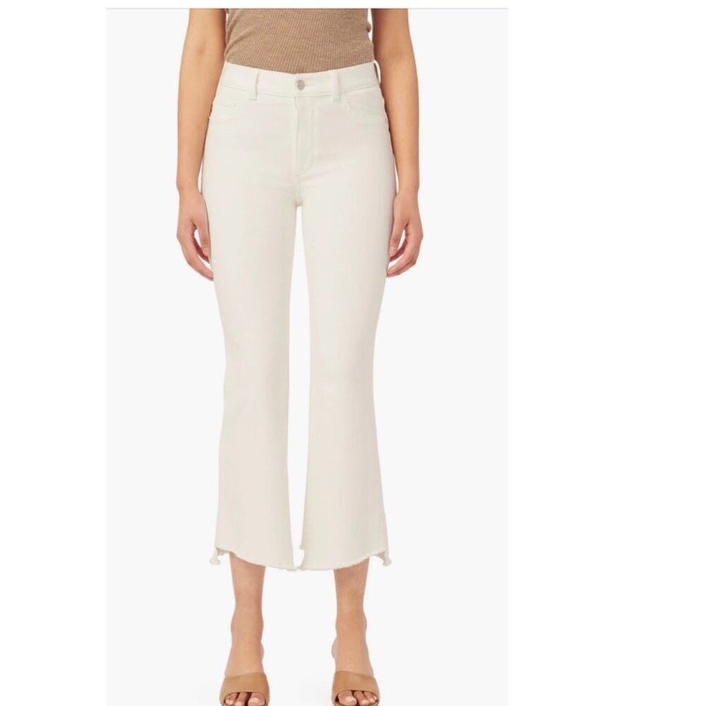 NWT DL1961 Bridget Instasculpt High Waist Ankle Bootcut Jean Milk Frayed Size 34